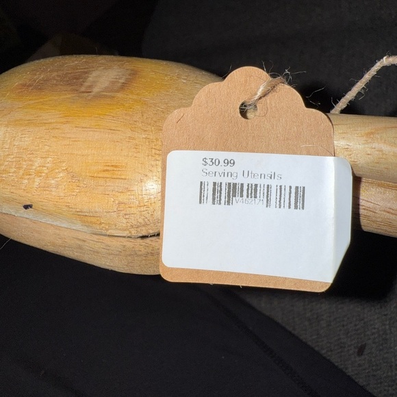 New Wooden Kitchen mango wood Utensil Set with White Handles - Picture 3 of 3